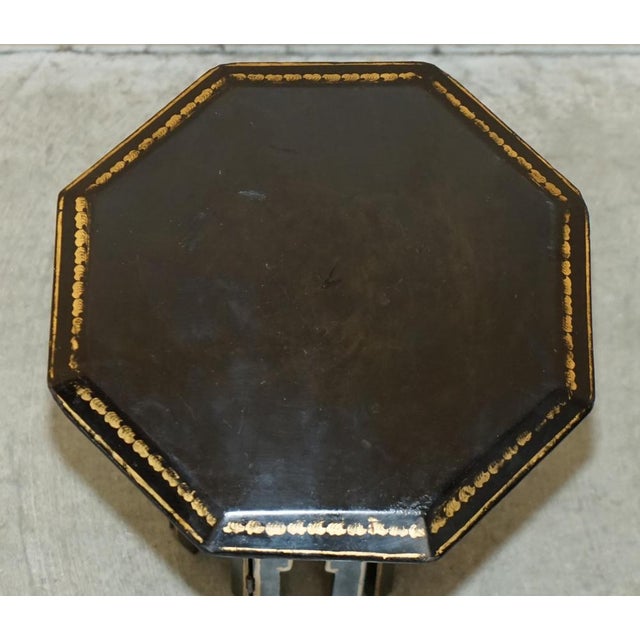 Antique Victorian Chinoiserie Lacquered Folding Side Table For Sale - Image 10 of 17