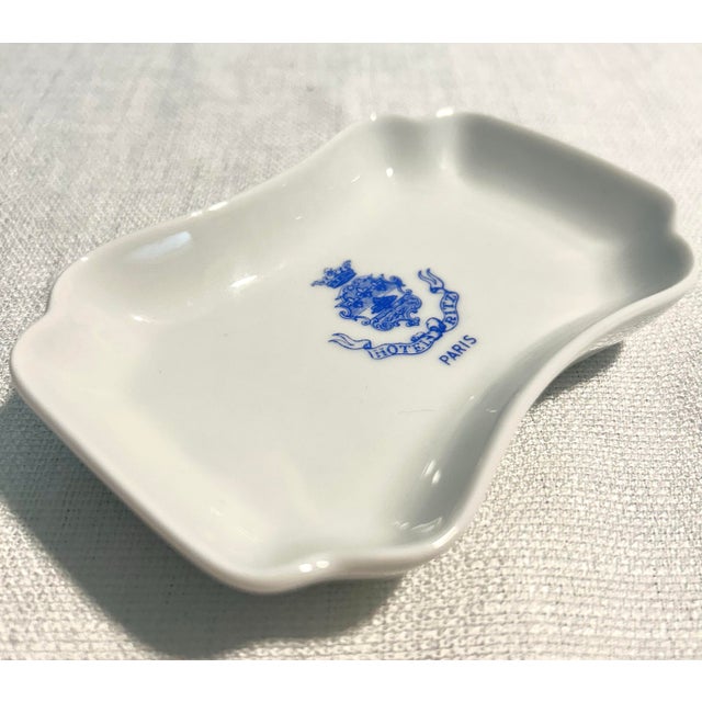 MCM French 5-Star Luxury Ritz Paris Hotel White Milk Glass Ashtray Catchall Trinket Soap Dish For Sale - Image 9 of 11