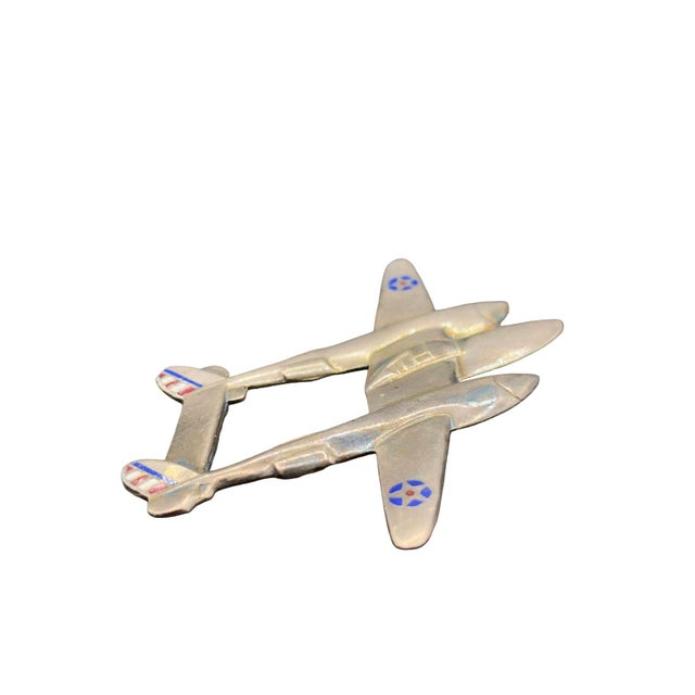 1940s Vintage Us Army Air Forces Wwii Sterling Silver P-38 Lightning Airplane Brooch For Sale - Image 5 of 8