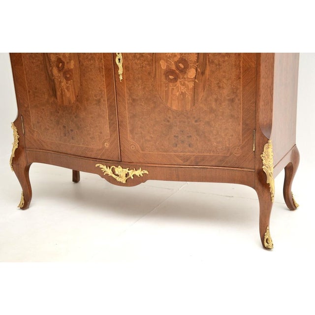 Antique French Burr Walnut and Marble Top Cabinet, 1930s For Sale - Image 12 of 13