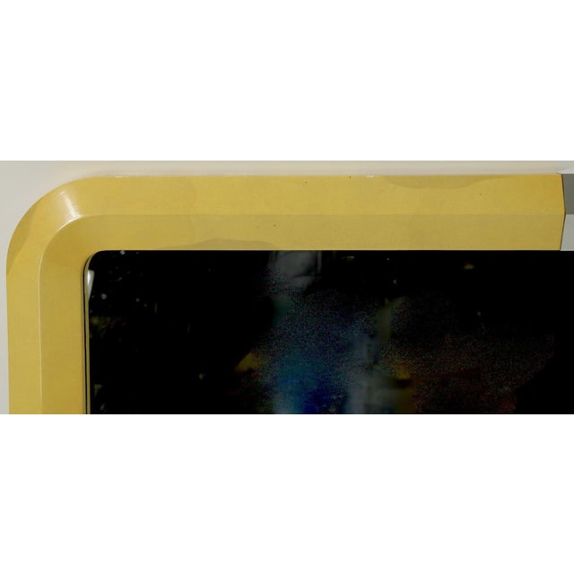 Large Lacquered Parchment and Chrome Framed Mirror after Karl Springer For Sale - Image 12 of 12