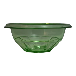 Early 20th Century Hazel Atlas Rest-Well Green Uranium Depression Glass Round Mixing Bowl