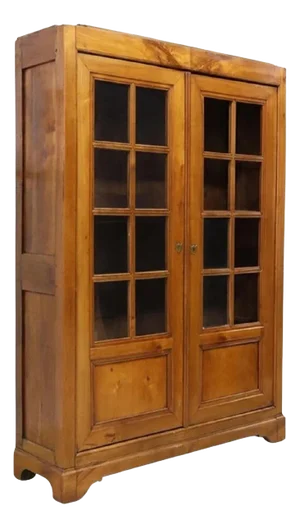 French Provincial Fruitwood Vitrine, Bookcase, Display Cabinet, Mid 19th Century