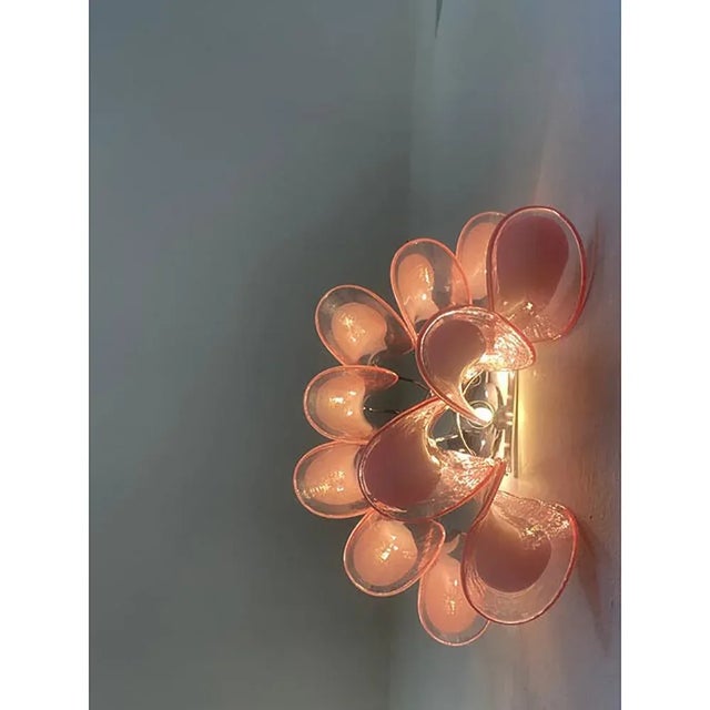 Early 21st Century Pink Murano Glass Selle Wall Sconces in the style of Mazzega, Set of 2 For Sale - Image 5 of 13