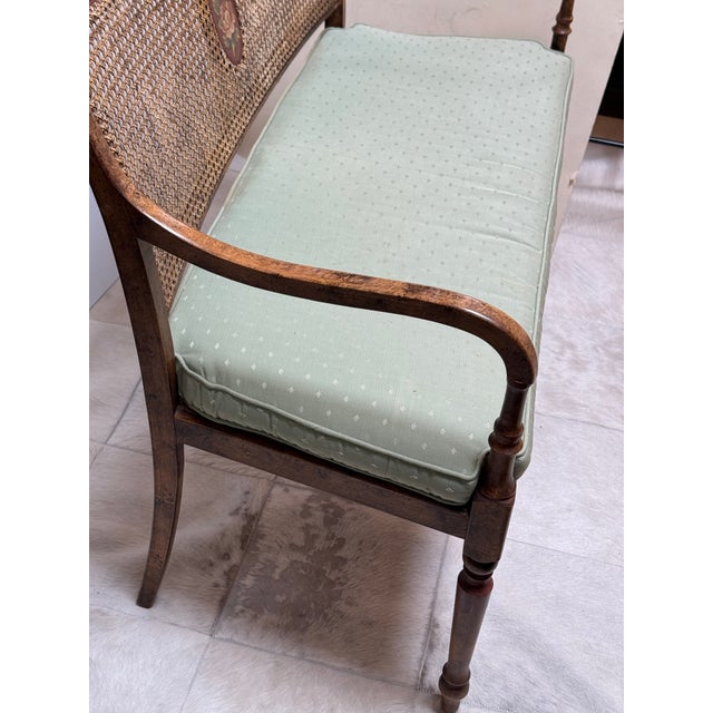 Regency Style Caned Bench With Cushion For Sale - Image 12 of 12