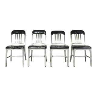 Aluminum and Black Vinyl Schoolhouse Chairs For Sale