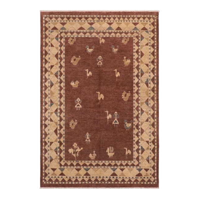Shabby Chic Gabbeh Brown/Beige Wool Rug - 7'8'' X 9'11'' For Sale