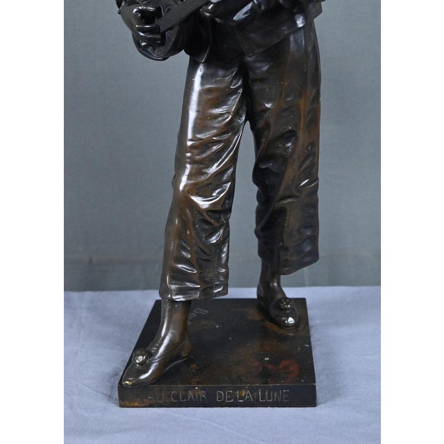 Late 19th Century Bronze By the Light of the Moon Sculpture from Bouret For Sale - Image 15 of 18
