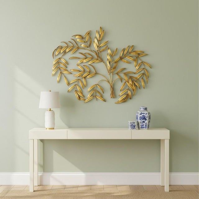 1960s Italian Gilt Metal Leaf Wall Sculpture-Hollywood Regency-MCM-Vintage-Gold For Sale - Image 10 of 10