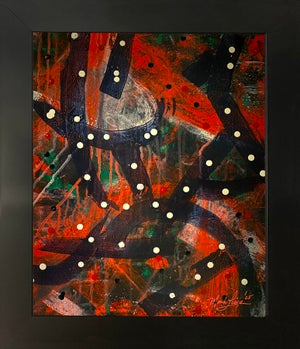 2025 "044-25" Abstract Expressionist Crimson & Scarlet Painting by Mark Lewis
