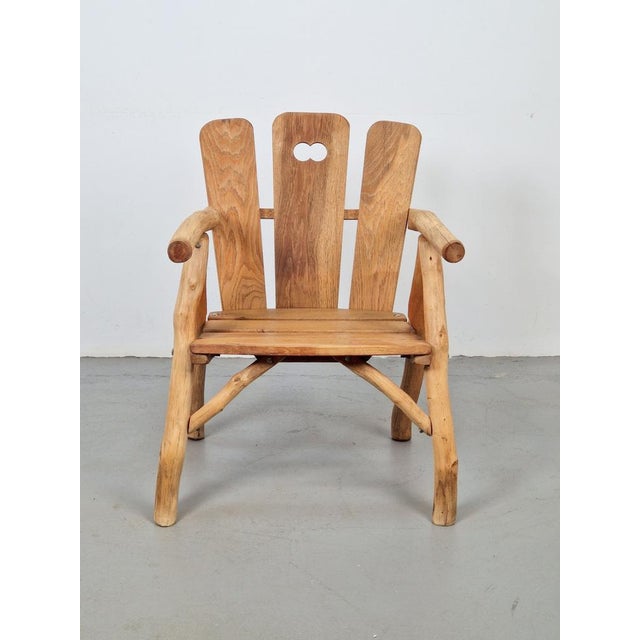 Wood Brutalist Chair Wood Armchair, France, 1980s For Sale - Image 7 of 9