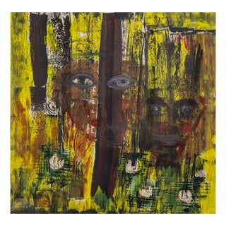 Two Faces, Chef de Mulu, Acrylic on Paper For Sale