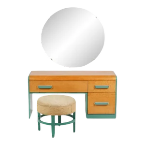 Art Deco Vanity & Stool by Donald Deskey - Set of 3