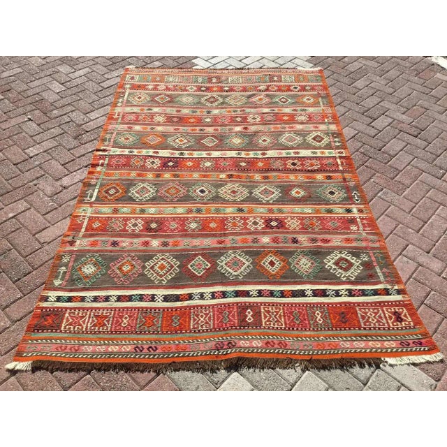 Vintage Turkish Kilim Rug - 63" X 100" For Sale - Image 11 of 11