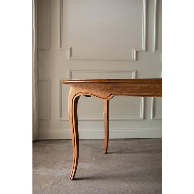 Brown Vintage French Provincial Henredon Dining Table With Leaf For Sale - Image 8 of 17