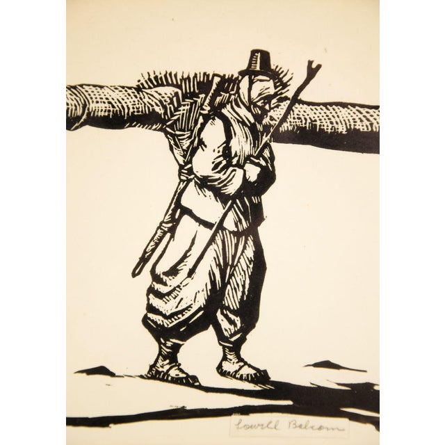 1950s Vintage Lourel Balcom Woodcut on Paper Print | Chairish