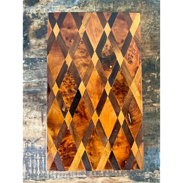 Vintage Harlequin Wood Inlay Box For Sale In West Palm - Image 6 of 12