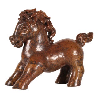 Large Mid-Century Danish Ceramic Horse Figure by Gertrud Kudielka for L. Hjorth, 1950s For Sale