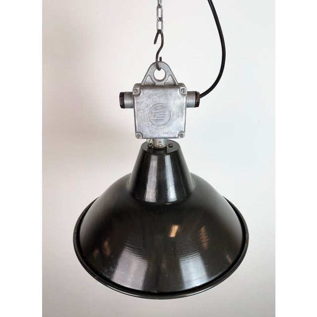Industrial Black Enamel Pendant Lamps from Elektrosvit, 1960s, Set of 4 For Sale - Image 12 of 18