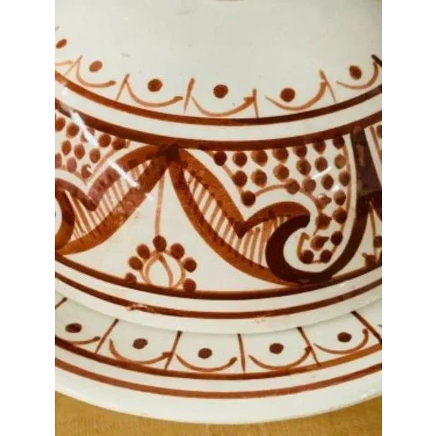 Ceramic Boho Chic Moroccan Hand Painted Serving Dishes, Set of 3 For Sale - Image 7 of 8