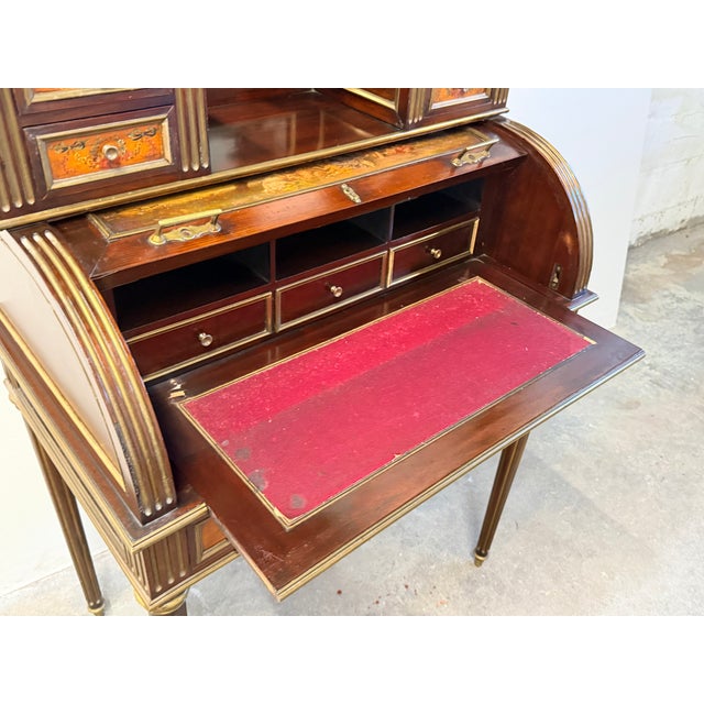 Antique 19th Century French Louis XVI Style Vernis Martin Cylinder "Bonheur Du Jour" Ladies Writing Desk For Sale - Image 9 of 17
