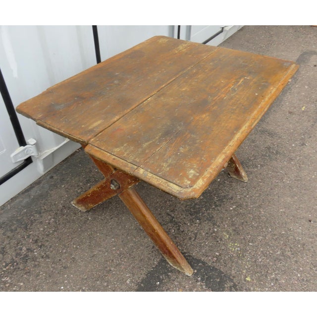 Wood Country Rustic French x Based Table For Sale - Image 7 of 14