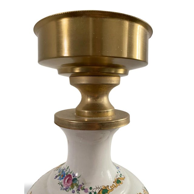 Gold English Porcelain and Brass Lamp, 1950s For Sale - Image 8 of 15
