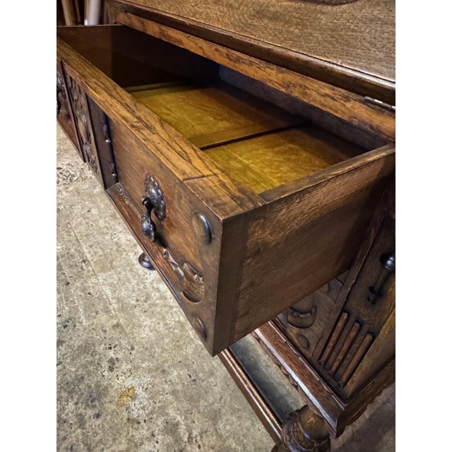 Vintage Jacobean Carved Oak Secretaire, 1920 For Sale - Image 13 of 18