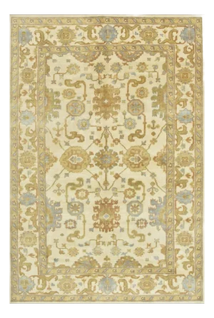 Oushak Rug 5’9” X 8’8” Ivory Wool Traditional Hand-Knotted Oriental Carpet
