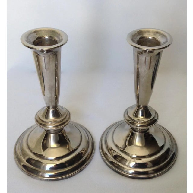 Metal Vintage Silver Plate Gorham Silversmith Co., Candle Holders - A Pair For Sale - Image 7 of 11
