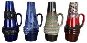 Vintage Pottery Fat Lava Vases by Scheurich, Germany, 1970s, Set of 4