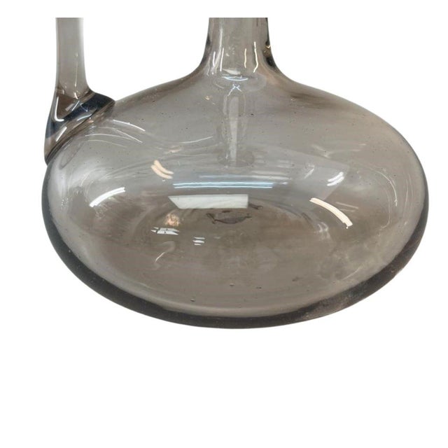 Mid 20th Century Mid-Century French Hand-Blown Smoke Glass Wine Decanter With Sculptural Handle For Sale - Image 5 of 9