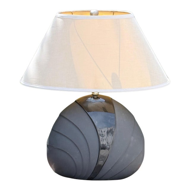 Vintage Post-Modern Art Deco Black Ceramic Table Lamp For Sale