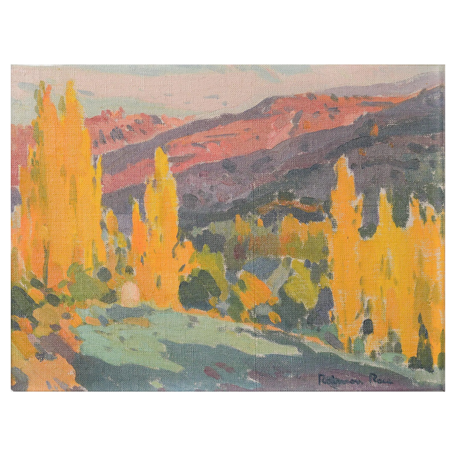 Raimon Roca Ricart, Autumnal Trees with Golden Light in Martinet, Oil ...