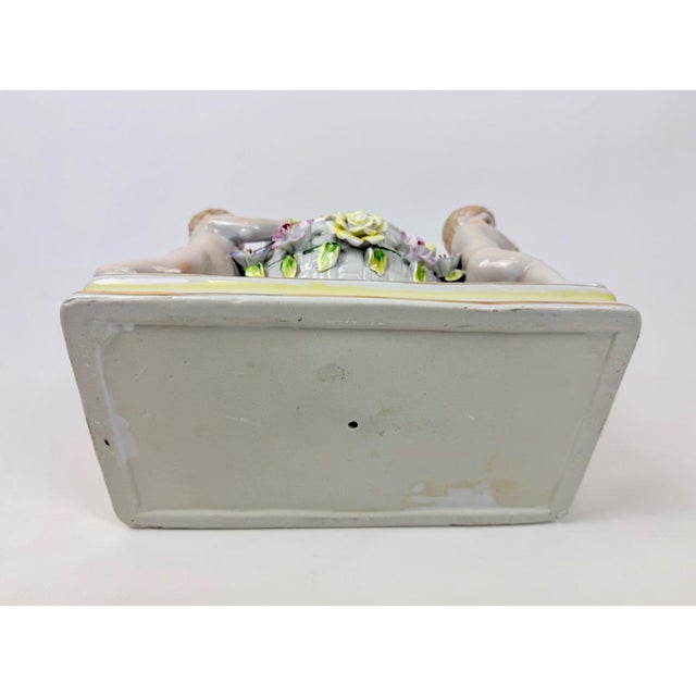 Antique 19th Century German Figural Porcelain Putti Basket or Jardiniere with Hand-Applied Flowers from Greiner & Sohne Rauenstein For Sale - Image 16 of 18