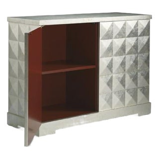 Barbara Barry for Baker Furniture Silver Leaf "Diamond Cabinet" For Sale
