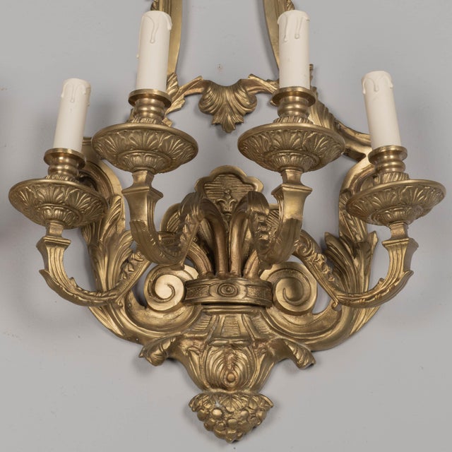 Pair of Italian Cast Bronze Wall Sconces For Sale - Image 4 of 14