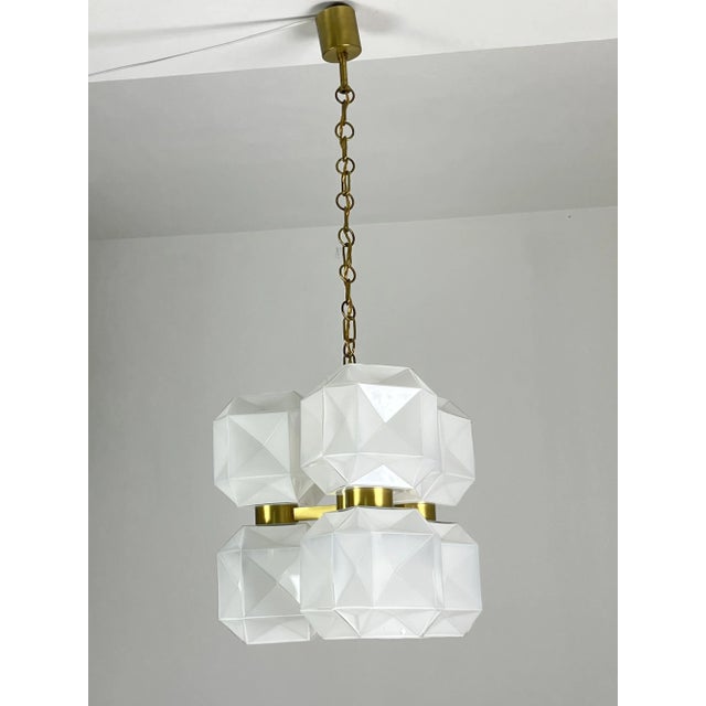 Metal Mid-Century Murano Glass and Gold Metal Chandelier, 1960s For Sale - Image 7 of 13