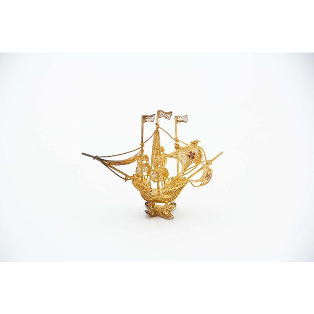 Miniature Caravel in Gilded Silver For Sale - Image 5 of 5