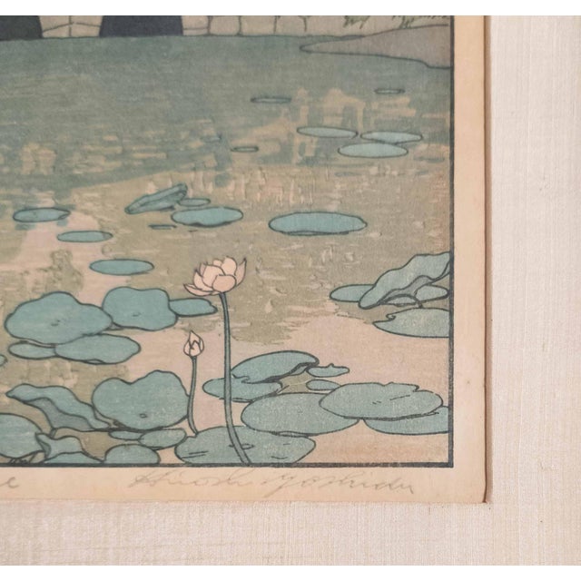 1920's Japanese Ukiyo-E Woodblock Print "Willow and Stone Bridge" by Hiroshi Yoshida For Sale - Image 13 of 18