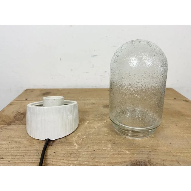 Glass Vintage White Porcelain Wall Light, 1970s For Sale - Image 7 of 13