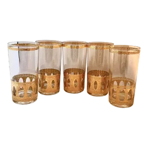 1960s Mid-Century Modern Culver "Antiqua" Highball Glasses - Set of 5