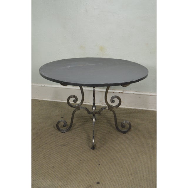 Hand Steel Base Round Slate Top Dining Table Chairish