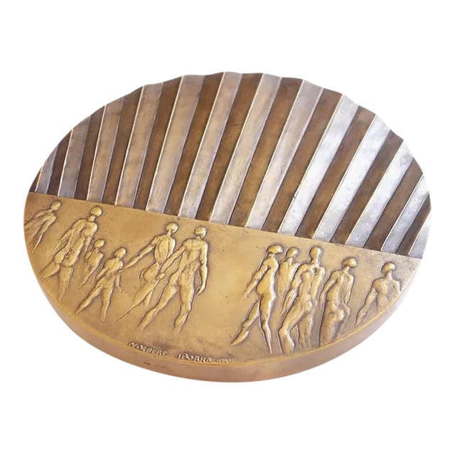 1990s Large Modernist French Bronze Plaque For Sale