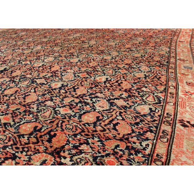 Late 19th Century Antique Persian Woven Mishan Malayer Rug in Dark Blue Background For Sale - Image 5 of 7