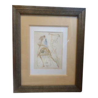 1960s Framed and Matted Salvador Dalí's Divine Comedy Woodcut For Sale