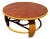 1950s Restored Mid-Century Five-Pole Rattan & Mahogany Coffee Table W/ Tri-Corner Base For Sale