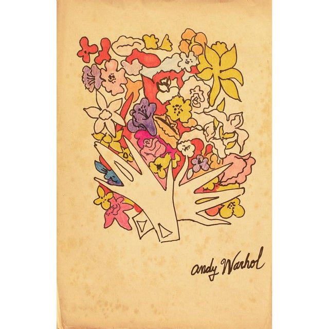Andy Warhol Flowers And Gloves Original Ink And Crayon Drawing Signed And Sealed Chairish
