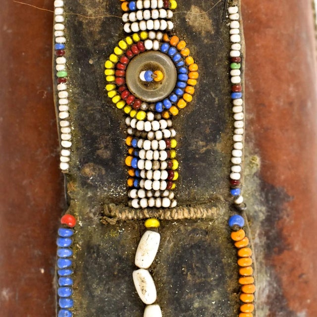 Early 20th Century Maasai Beaded Milk Gourd Container Kenya For Sale - Image 4 of 7