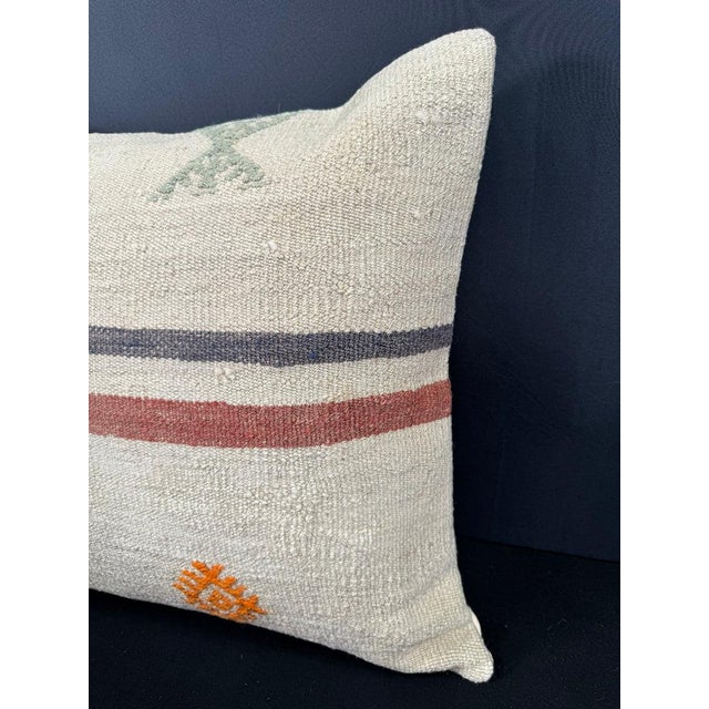Contemporary Turkish Hemp Pillow Cushion Natural Beige Red Cushion Cover 20x20 For Sale - Image 3 of 4